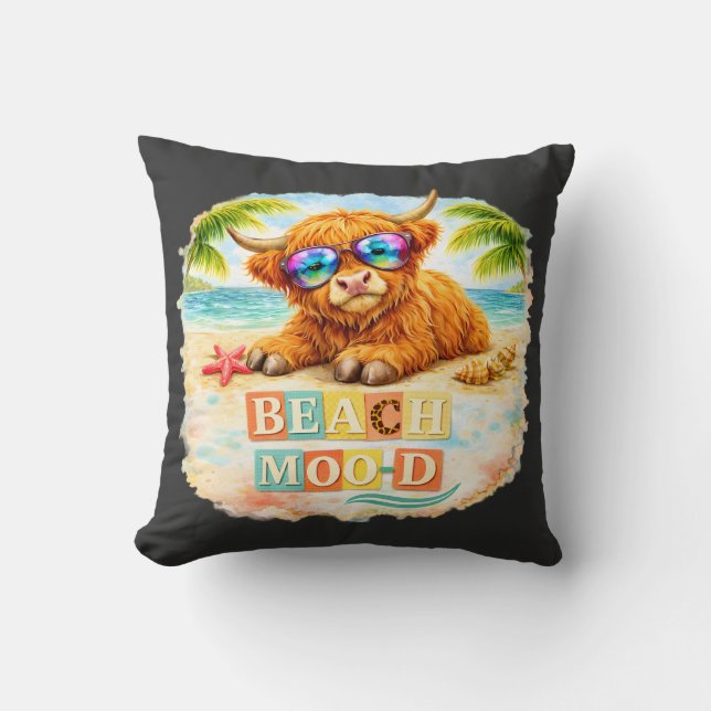Coussin Humeur de plage de vache des Highlands (Recto)