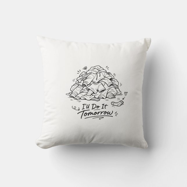 Coussin Humeur du jour de lessive Drôle de procrastination (Recto)