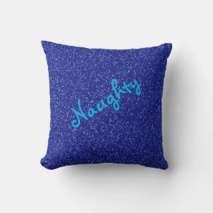 Coussin Humeur méchante ou gentille bleu royal pailleté
