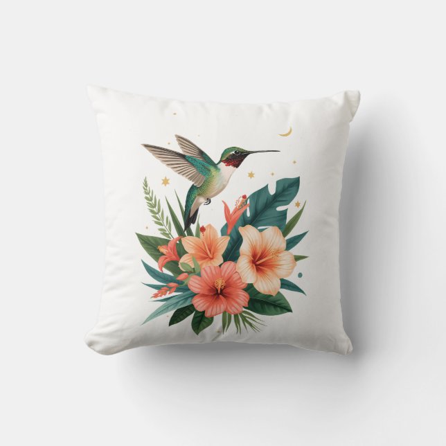 Coussin Hummingbird Bloom Throw Pillow (Recto)