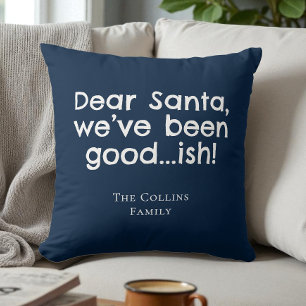 Coussin Humour Bleu Cher Père Noël Personnalisé Funny Noël