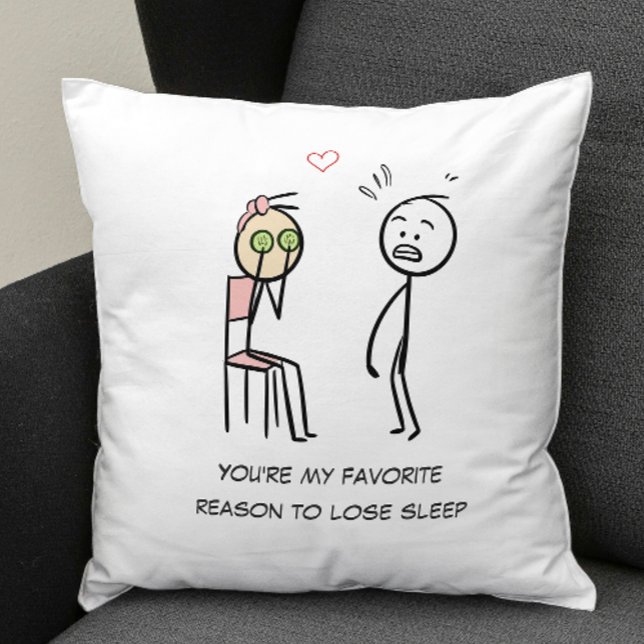 Coussin Humour Citation Stickman Foire Funny Valentines Da (Créateur téléchargé)