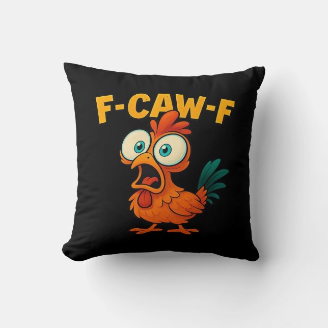 Coussin Humour Corbeau drôle F-Caw-F Gothique (Recto)