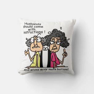 Coussin Humour d'attitude de maris et d'épouses