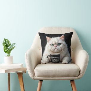 Coussin Humour de chat perse blanc