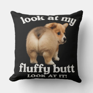 Coussin Humour de Cul de Corgi Drôle - Regarde Mon Cul Flu