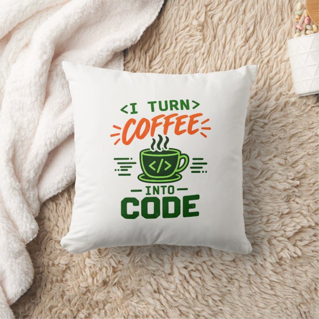 Coussin Humour de programmeur informatique Je transforme l (Couverture)