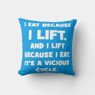 Coussin Humour d'entraînement - Je mange parce que je soul