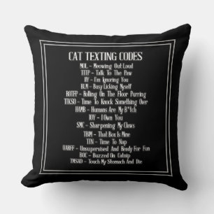 Coussin Humour des codes textos de chats