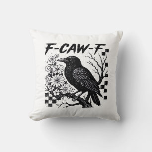 Coussin Humour drôle Corbeau Gothique F-Caw-F Essentiel