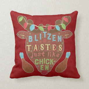 Coussin Humour drôle de renne de poulet de Blitzen de No