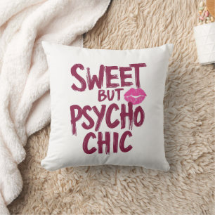 Coussin Humour Fille Délurée aux Lèvres Roses