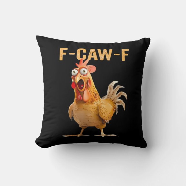 Coussin Humour gothique drôle Corbeau F-Caw-F (Recto)