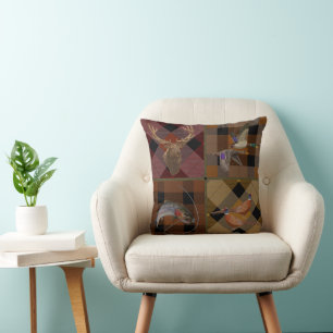 Coussin Hunt Club Plaid with Wildlife Game