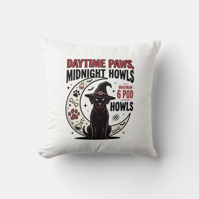 Coussin Hurlements de chien Halloween minuit (Recto)
