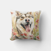 Coussin Husky - Aquarelle Chien Décor maison