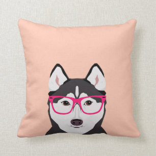 Coussin Husky avec lunettes - Chien avec lunettes Hipster