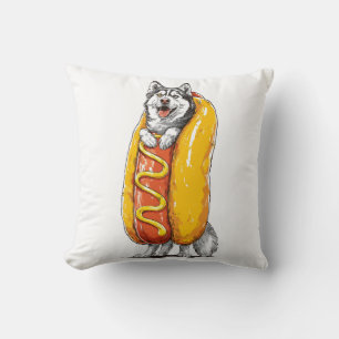 Coussin Husky Hot Dog � Costume de nourriture drôle