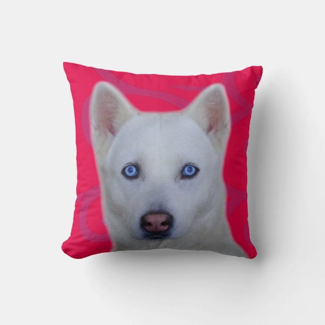 Coussin Husky Sibérien Blanc (Recto)