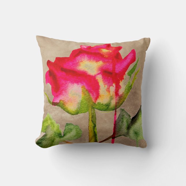 Coussin Hybrid Tea Rose grund pop art aquarelle fleur (Recto)