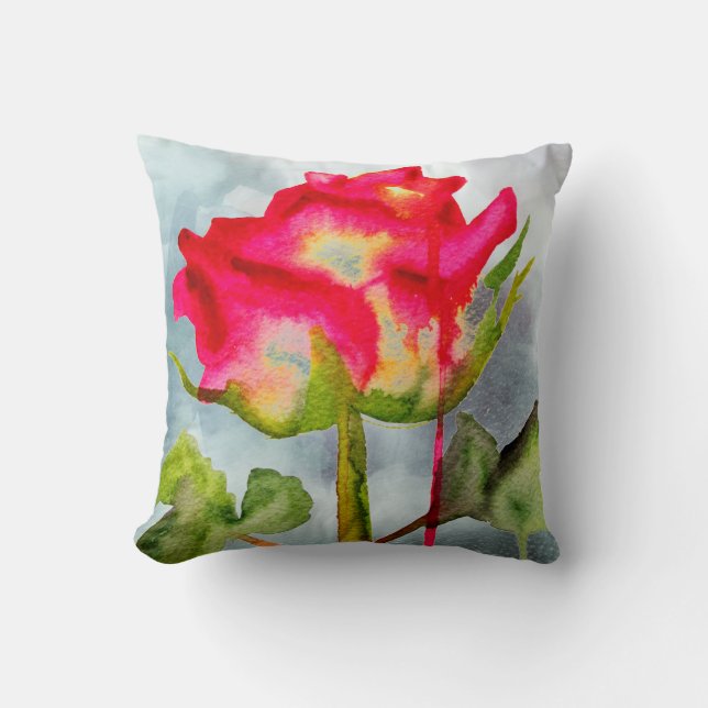 Coussin Hybrid Tea Rose grund pop art aquarelle fleur (Recto)