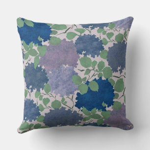 Coussin Hydrangea Ancienne Jardin Bleu Vert Lavande
