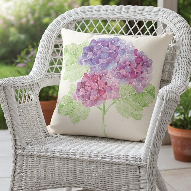 Coussin Hydrangea Aquarelle Florale été (Créateur téléchargé)