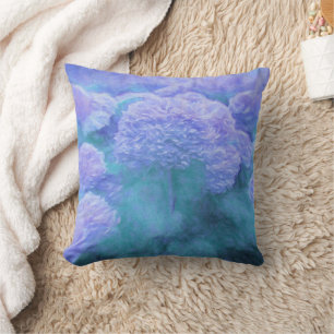 Coussin Hydrangea Floral Chic Purple Turquoise Vintage