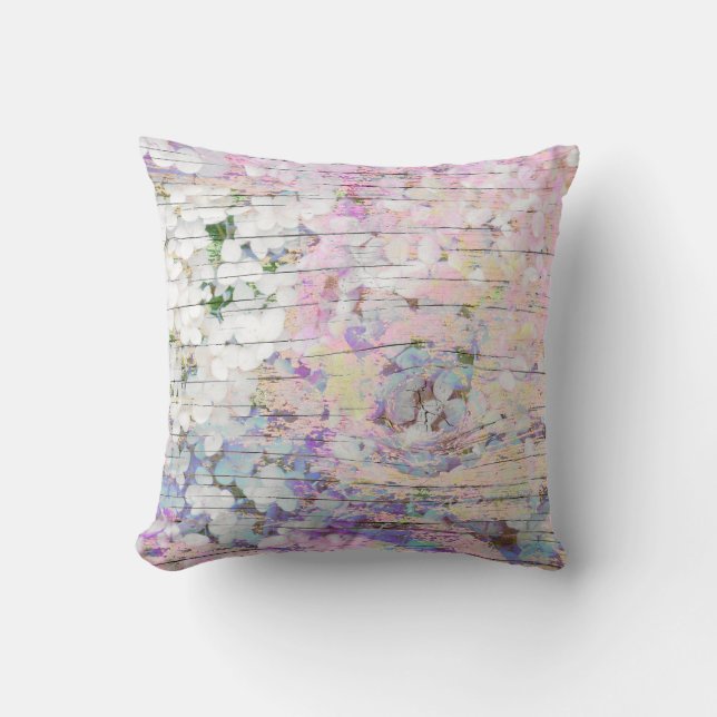 Coussin Hydrangea Floral Pink Pays Bois Vintage (Recto)