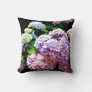 Coussin Hydrangea garden, rose, bleu, purple floral