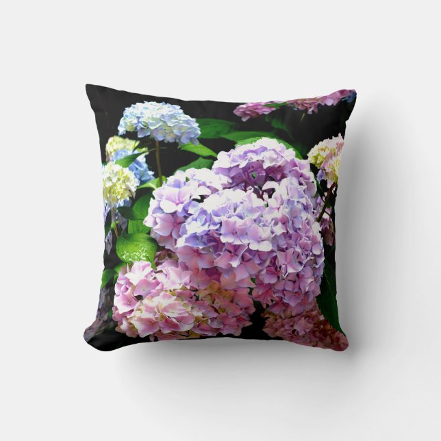 Coussin Hydrangea garden, rose, bleu, purple floral (Recto)