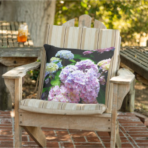 Coussin Hydrangea garden, rose, bleu, purple floral