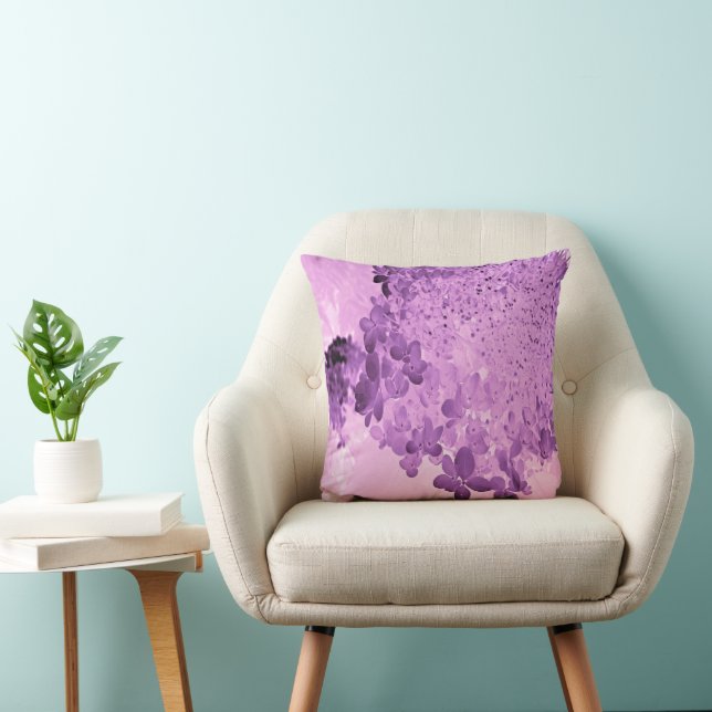 Coussin Hydrangea Limelight Rose et Noir Élégant (Chaise)