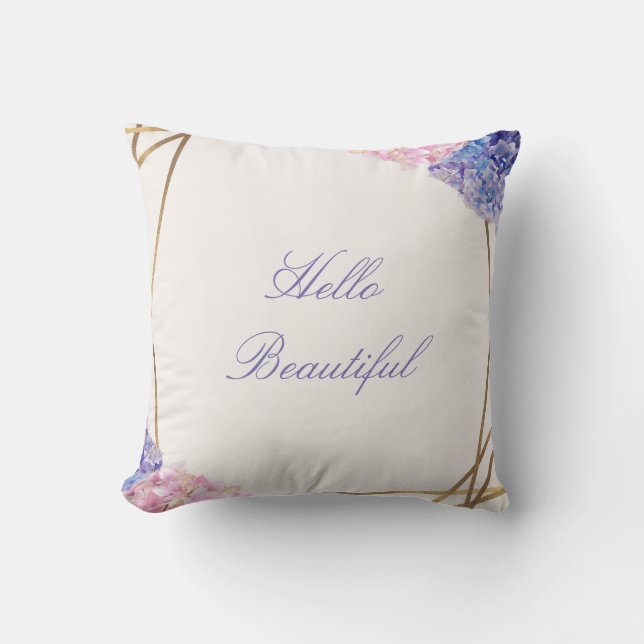 Coussin Hydrangea & Or Élégant Floral Chic de Printemps Pe (Recto)