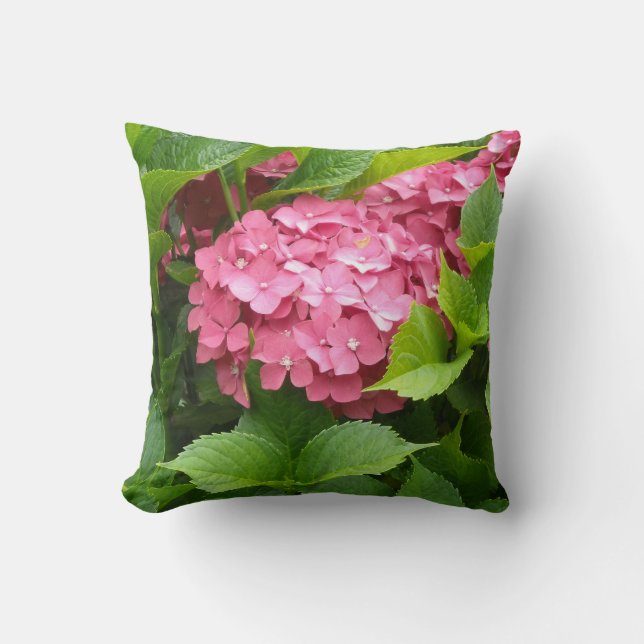 Coussin Hydrangeas Rose Foncé (Recto)