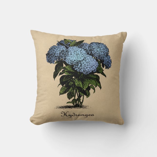 Coussin Hydrangeas Vintage Botanique (Recto)