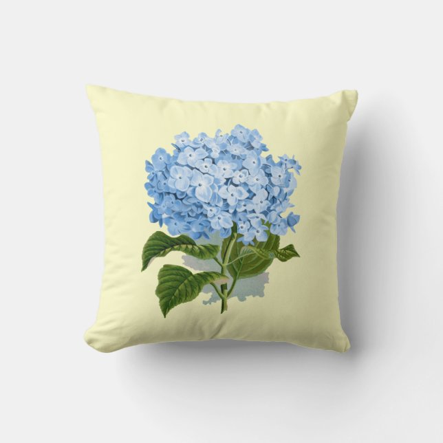 Coussin Hydrangée bleue vintage (Recto)