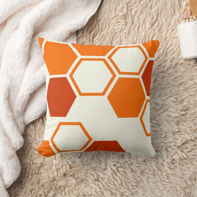 Coussin Hymne hexagone géométrique orange (Couverture)