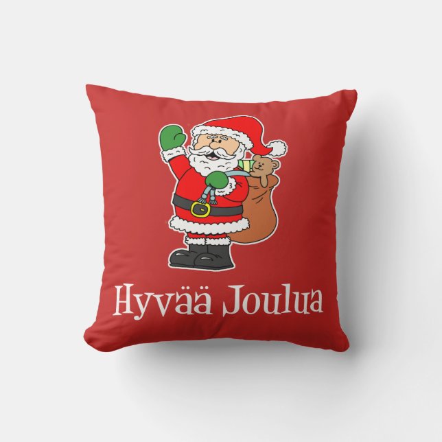 Coussin Hyvaa Joulua Finlandais Noël Père Noël Jouer l'ore (Recto)