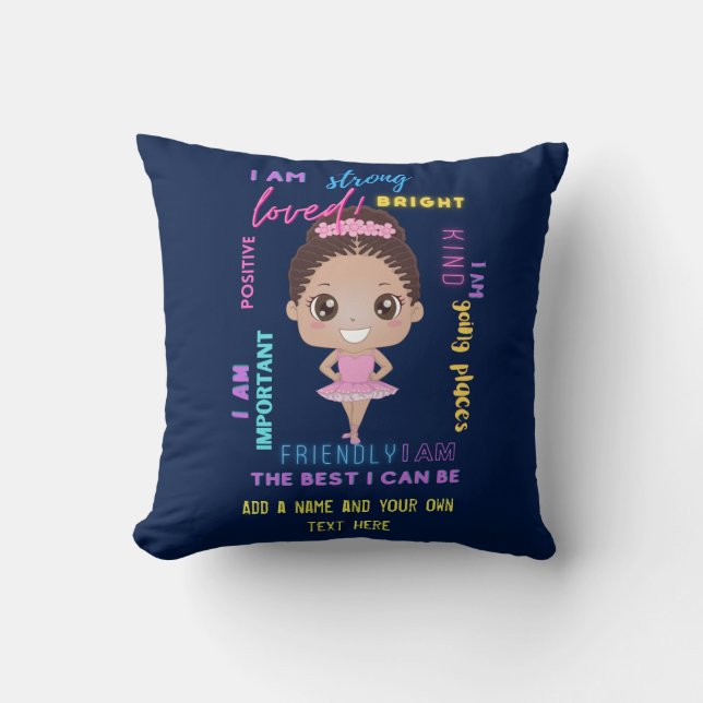 Coussin I AM - Affirmations positives de filles Ballerina  (Recto)