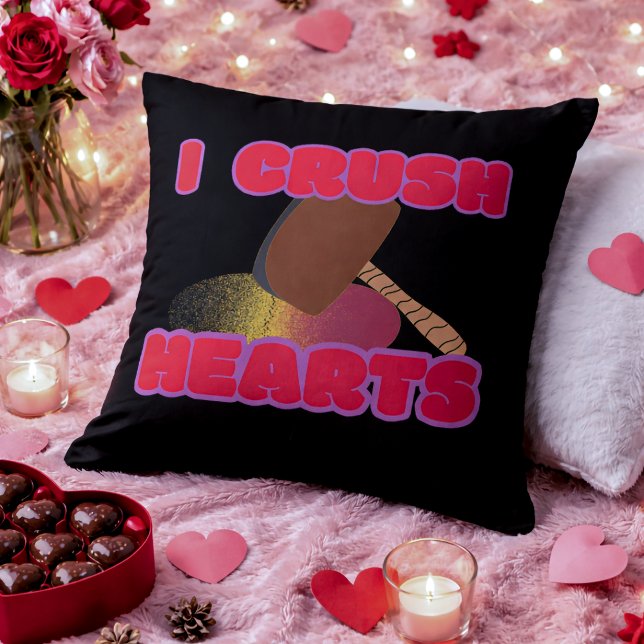 Coussin I Crush Hearts Funny Sarcastic Valentine's Day (Créateur téléchargé)