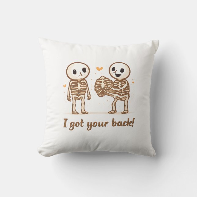 Coussin I Got Your Back Cute Skeleton Halloween Quote (Recto)
