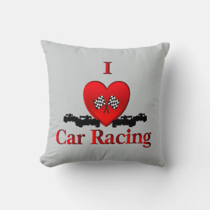 Coussin I Heart Car Racing Gris