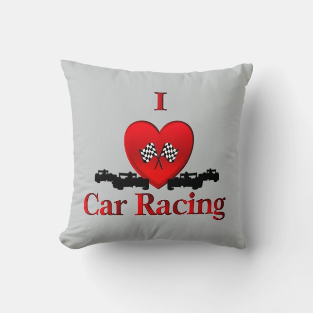 Coussin I Heart Car Racing Gris (Recto)