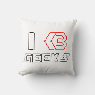 Coussin I Heart Geek ASCII ART