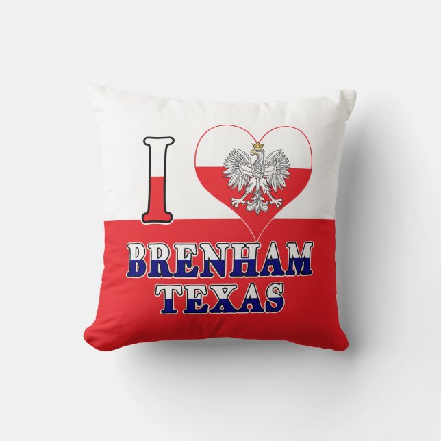 Coussin I Heart Love Brenham Texas (Recto)