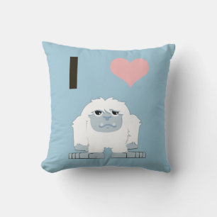 Coussin I Heart Yeti mignon Cartoon Monster des neiges