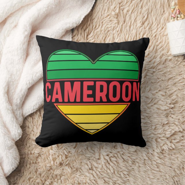 Coussin I Love Cameroon, Coeur camerounais (Couverture)