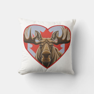 Coussin I Love Canada - Fière de l'orignal canadien et de