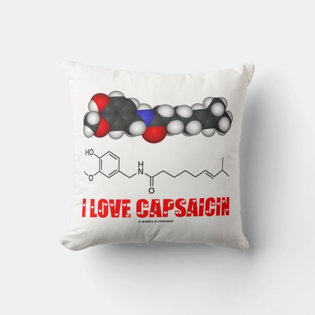 Coussin I Love Capsaicin Chili Pepper Chemical Molecule (Recto)